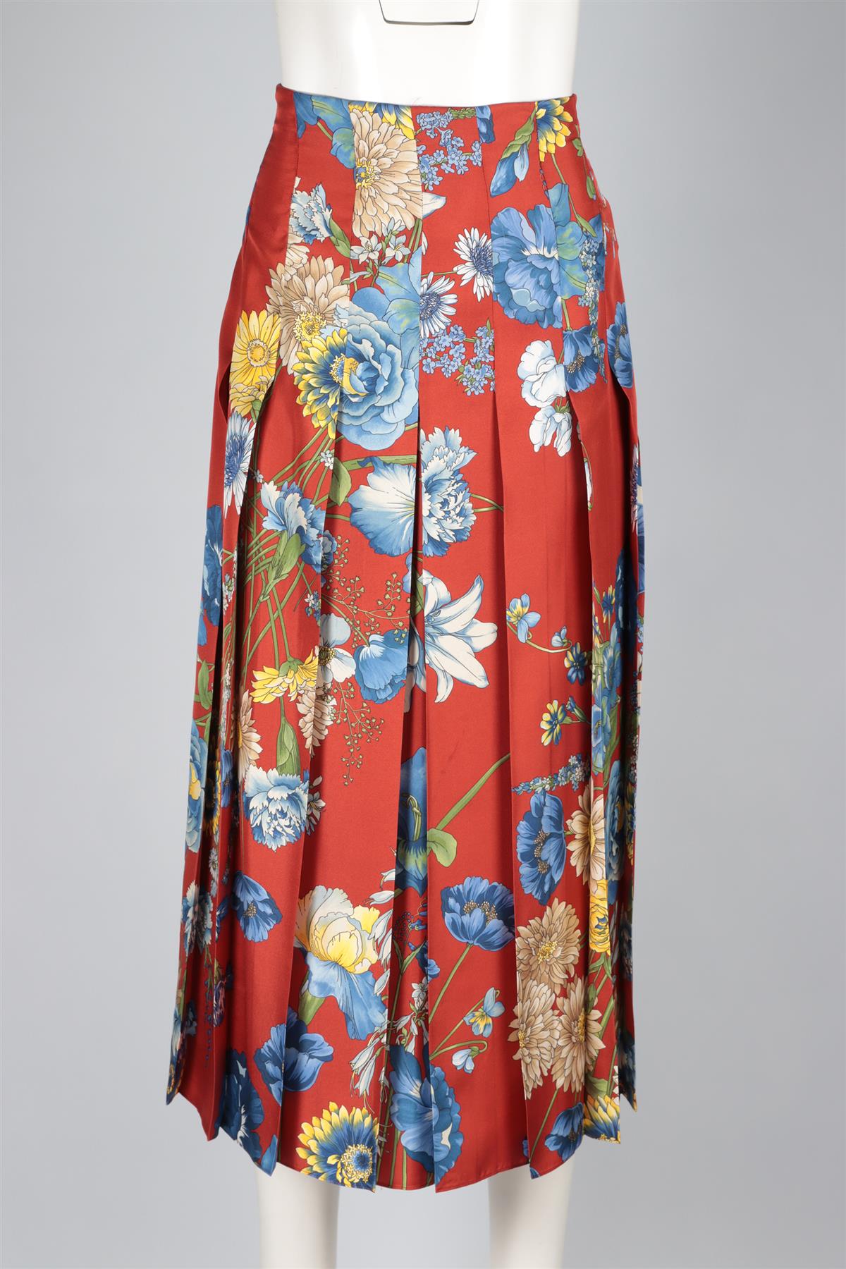 GUCCI RED SILK MIDI SKIRT IT 44 UK 12