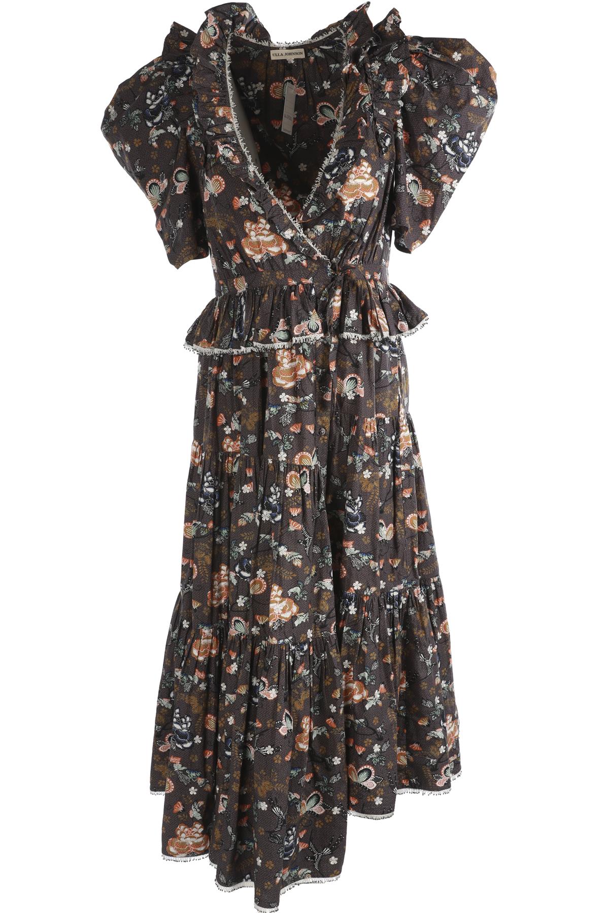 ULLA JOHNSON GREY COTTON MAXI DRESS US 0 UK 4
