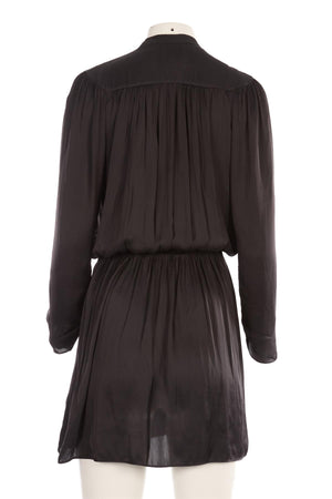 ZADIG & VOLTAIRE BLACK SATIN MINI DRESS XSMALL