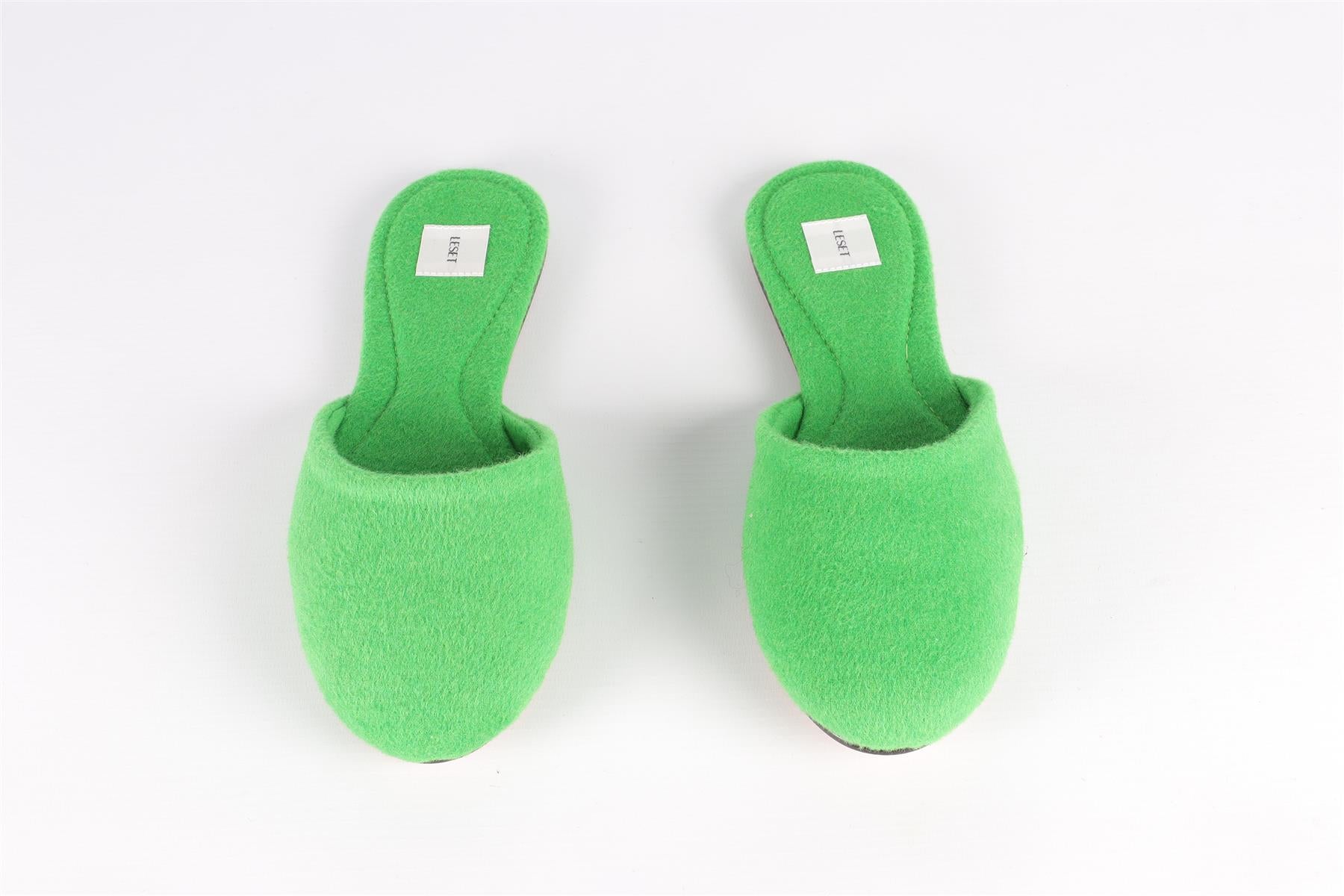 LESET GREEN FELT SLIPPERS EU 38 UK 5 US 8