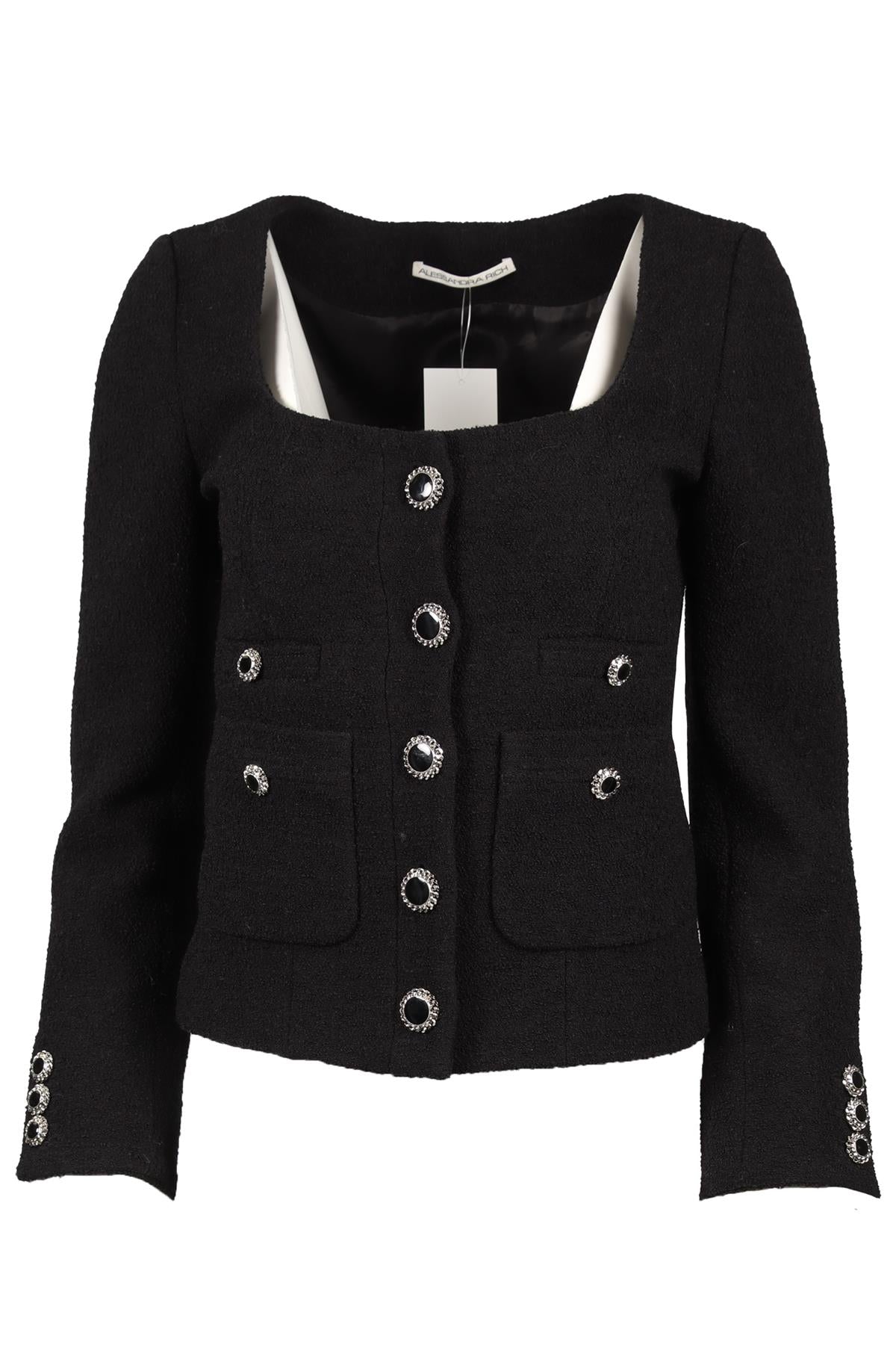 ALESSANDRA RICH BLACK WOOL JACKET IT 40 UK 8