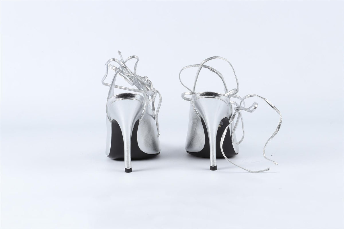 THE ATTICO SILVER LEATHER PUMPS EU 38 UK 5 US 8