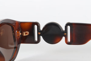 VERSACE BROWN HEXAGON FRAME ACETATE SUNGLASSES