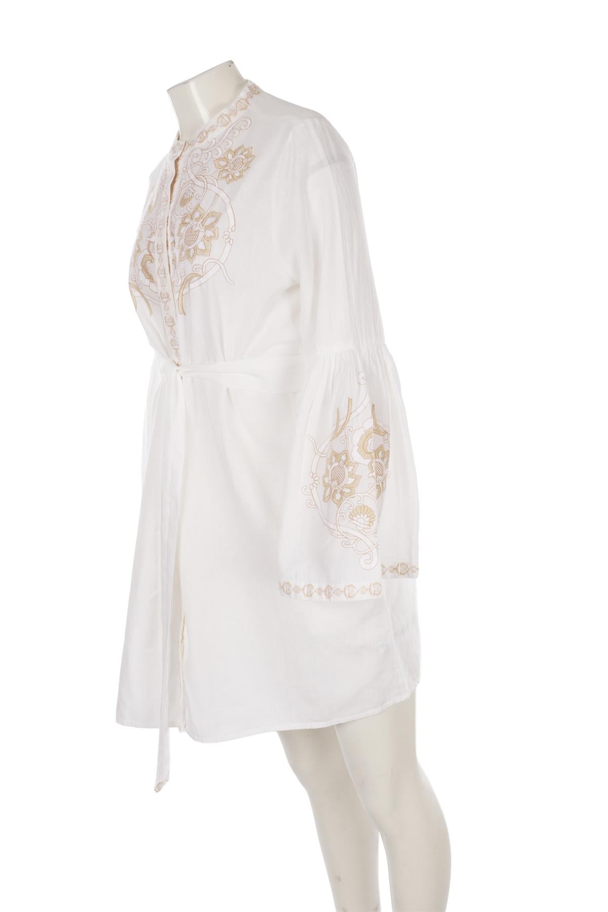 CREAM LINEN MIDI DRESS
