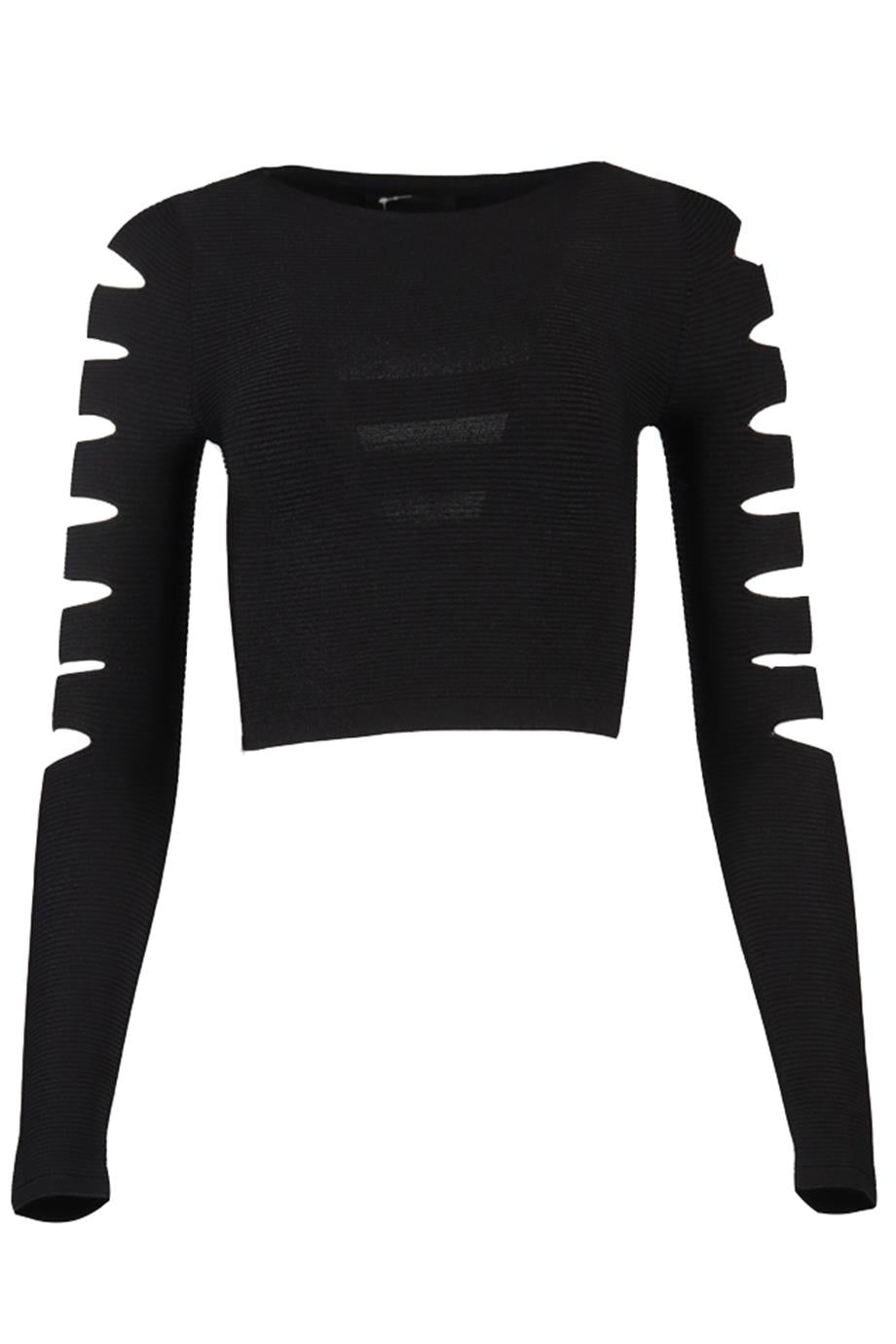 CUSHNIE ET OCHS CROPPED KNIT TOP XSMALL