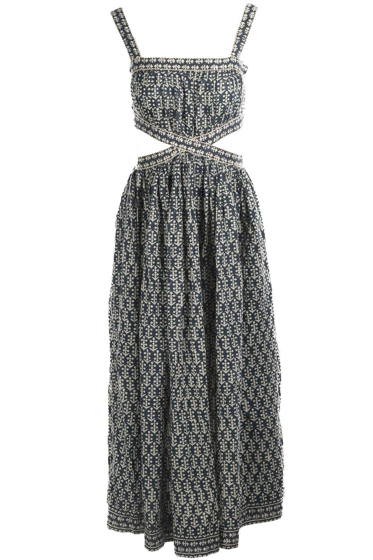 DOEN BLUE COTTON MAXI DRESS XSMALL