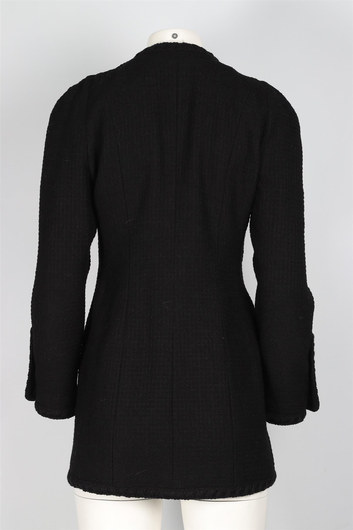 CHANEL BLACK 1990 WOOL JACKET FR 38 UK 10