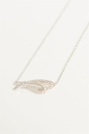 TIFFANY & CO. BOW 18K WHITE GOLD AND DIAMOND NECKLACE