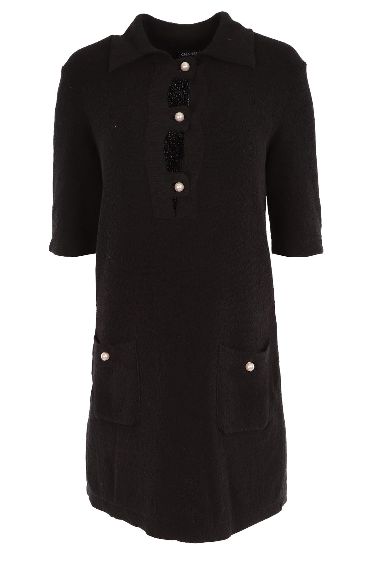 CHANEL BLACK 2023 COTTON MINI DRESS FR 36 UK 8