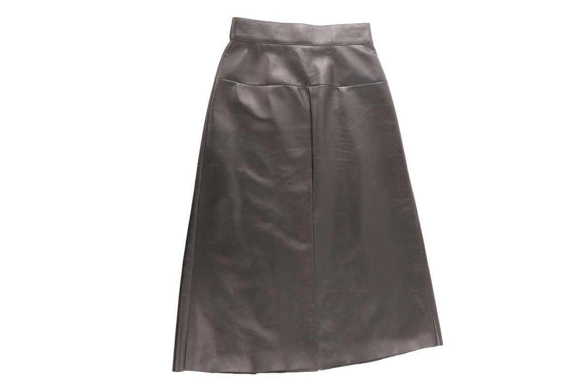 PRADA BLACK LEATHER MIDI SKIRT IT 36 UK 4