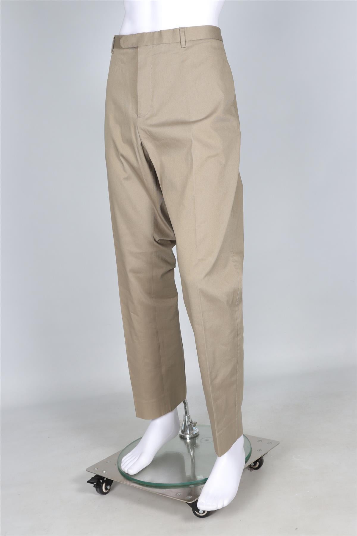 GUCCI BEIGE MEN'S COTTON STRAIGHT LEG TROUSERS IT 60 UK/US 46