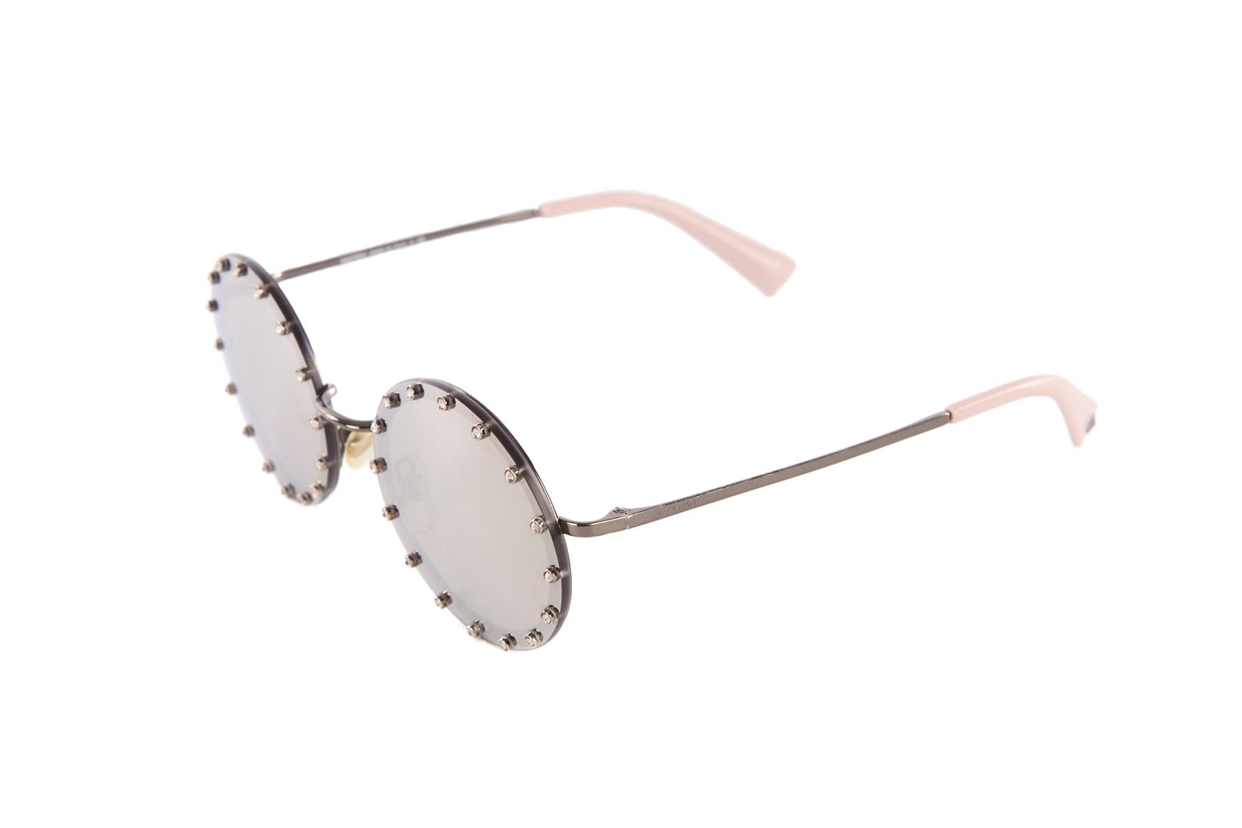 VALENTINO SILVER ROUND FRAME METAL SUNGLASSES