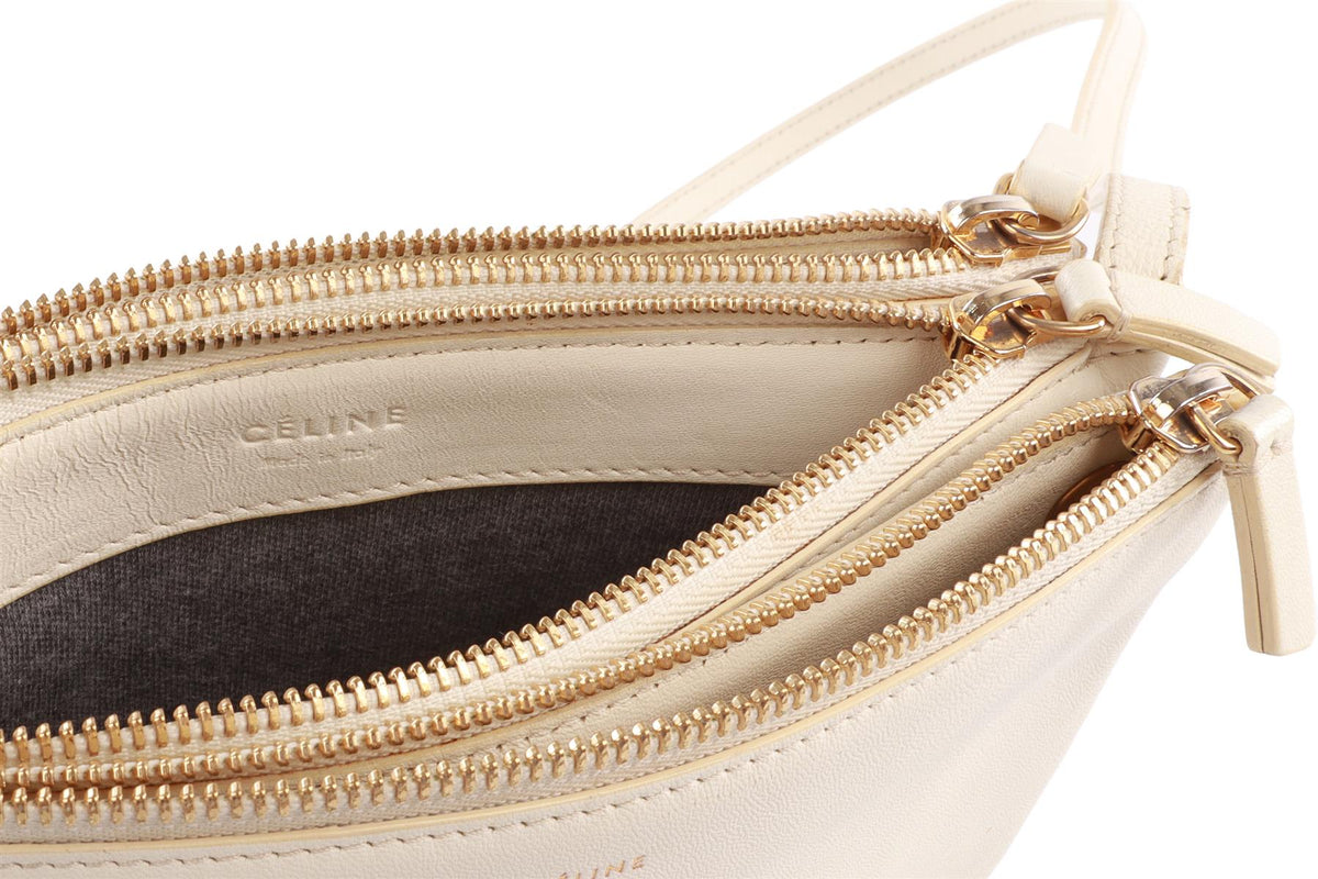 CELINE WHITE TRIO LEATHER CROSSBODY BAG