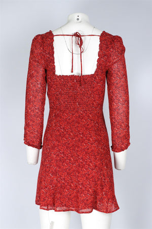 REFORMATION RED CREPE MINI DRESS US 2 UK 6