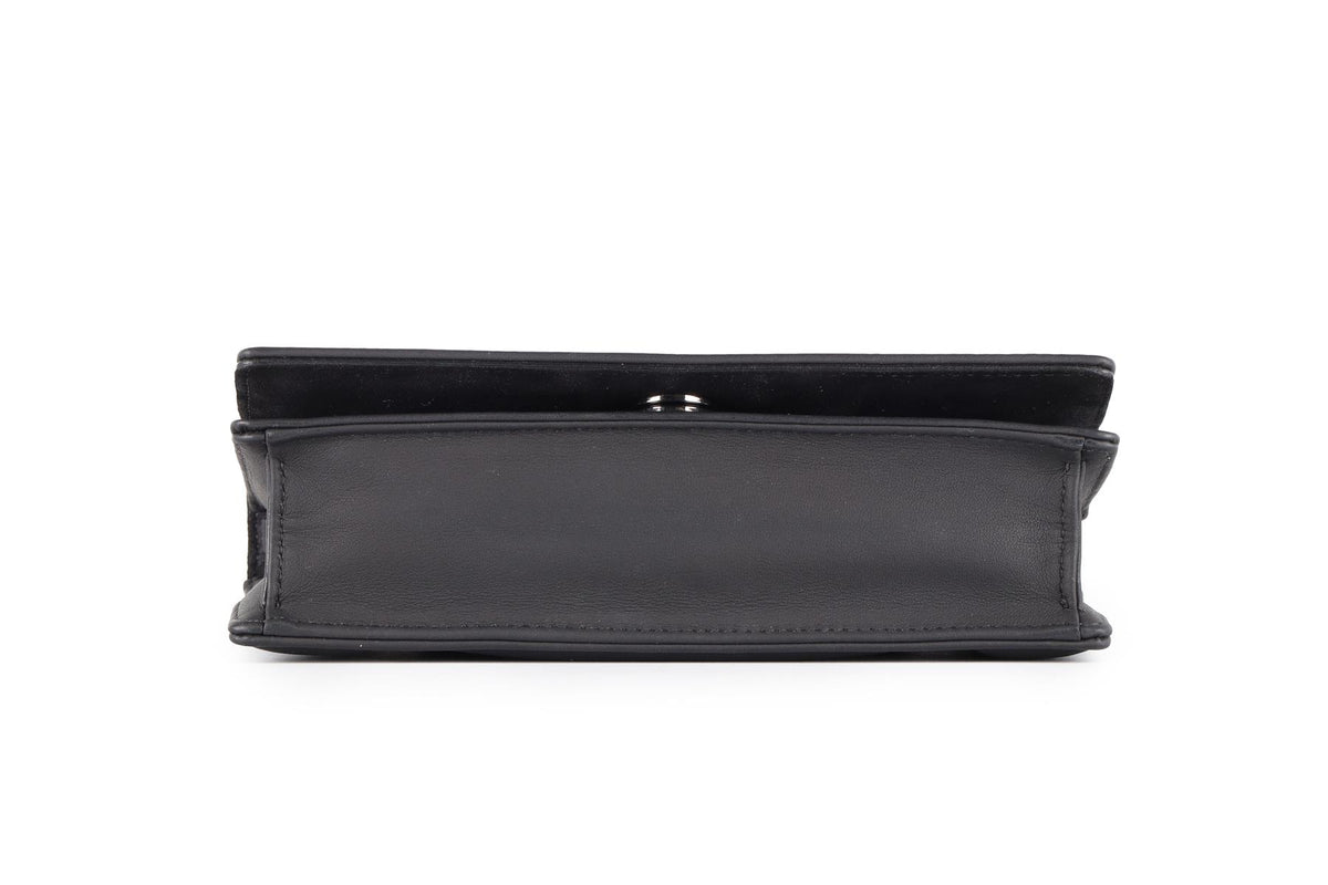 CHRISTIAN DIOR BLACK DIORAMA ULTRAMATTE LEATHER CLUTCH WITH CHAIN