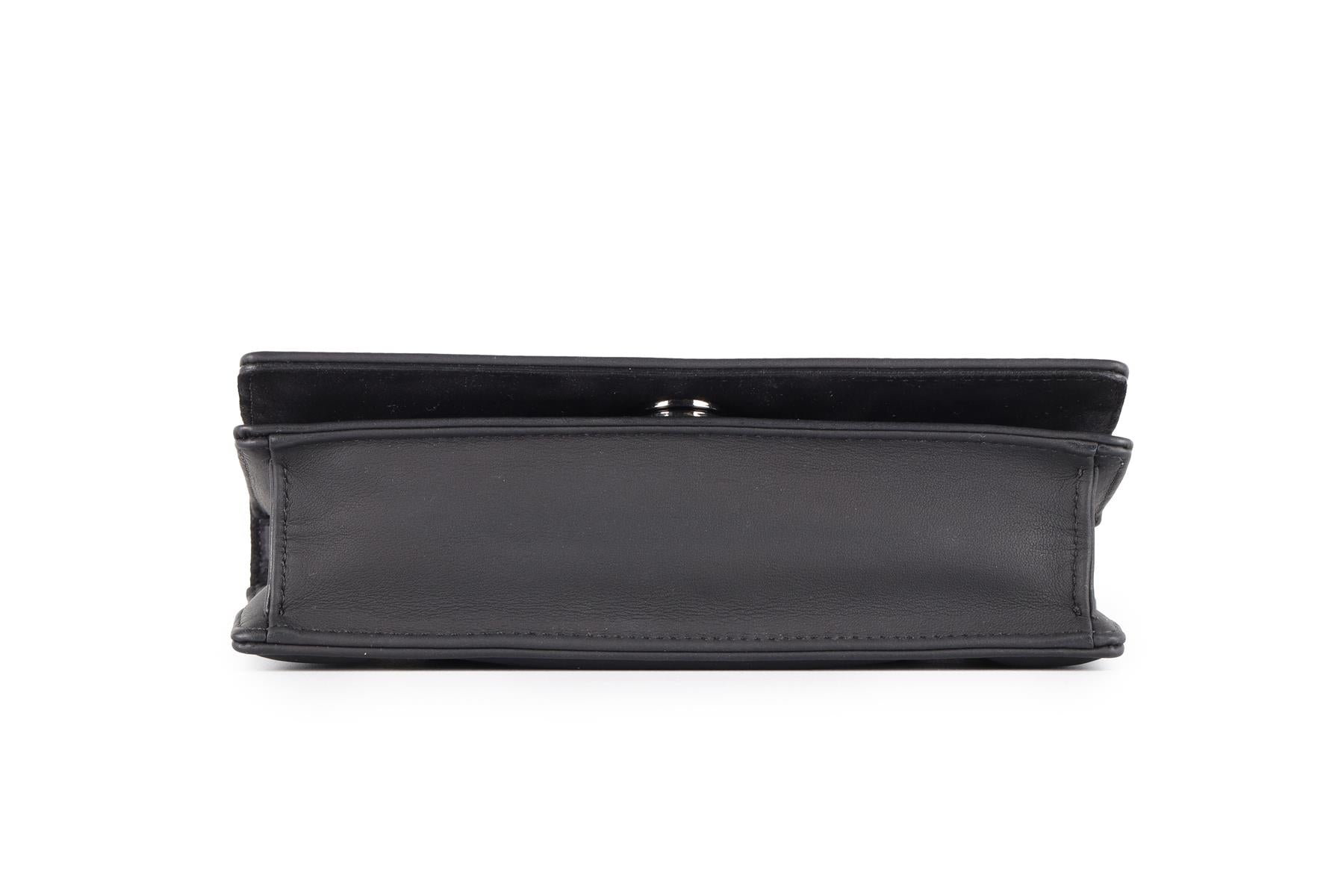 CHRISTIAN DIOR BLACK DIORAMA ULTRAMATTE LEATHER CLUTCH WITH CHAIN
