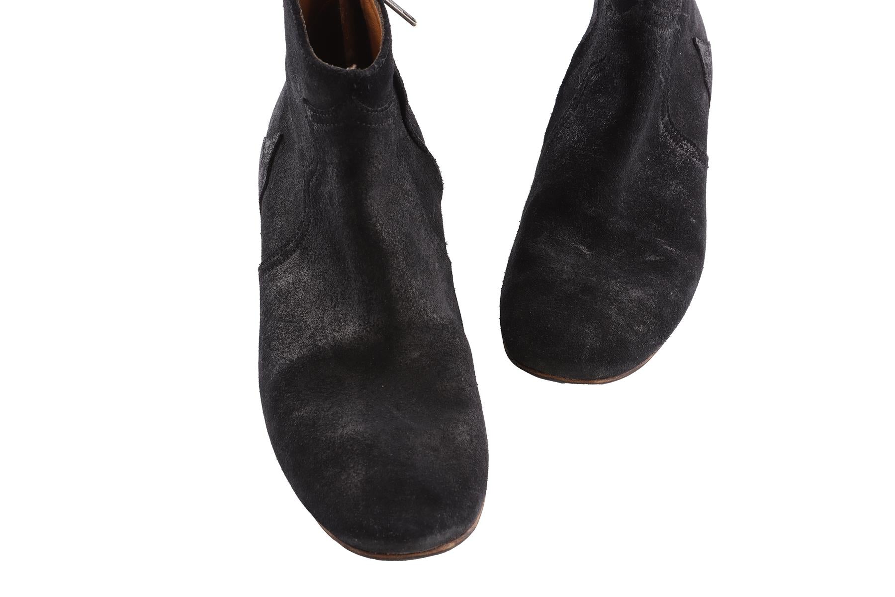 ISABEL MARANT BLACK DICKER SUEDE ANKLE BOOTS EU 38
