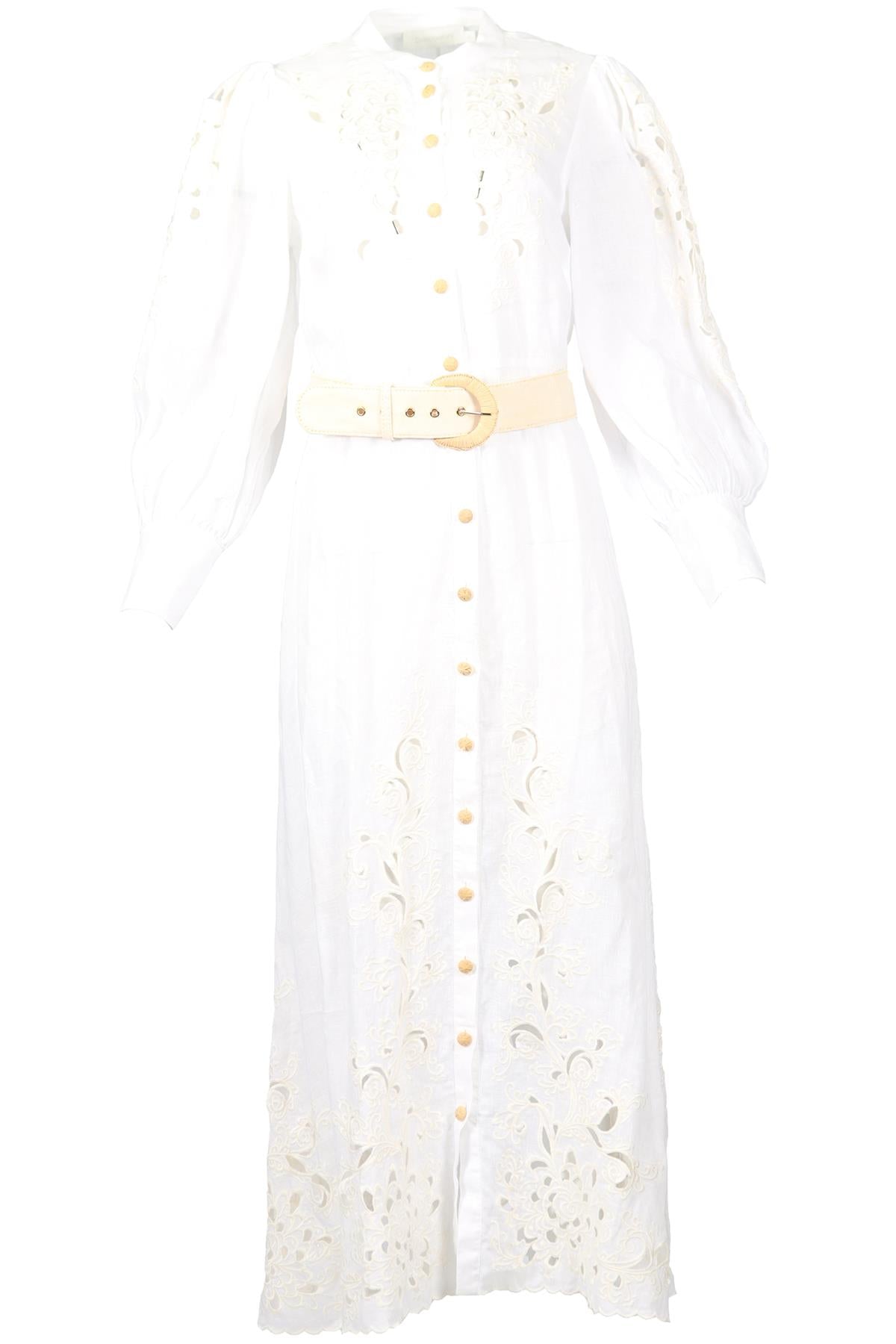ZIMMERMANN BELTED LINEN MAXI DRESS UK 12