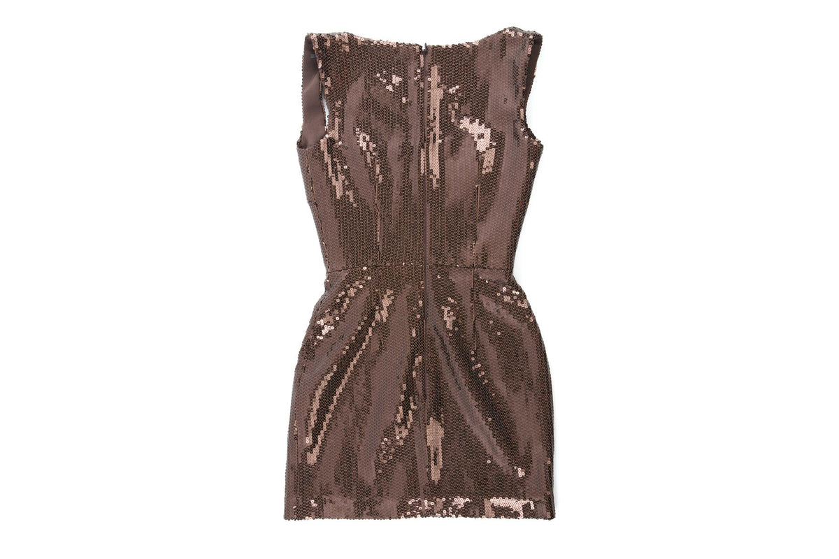 ALEX PERRY BROWN SEQUIN MINI DRESS US 0 UK 4