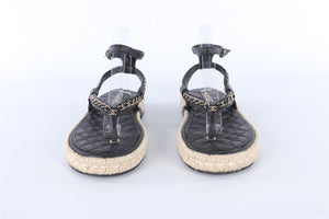 CHANEL BLACK 2021 LEATHER SANDALS EU 40 UK 7