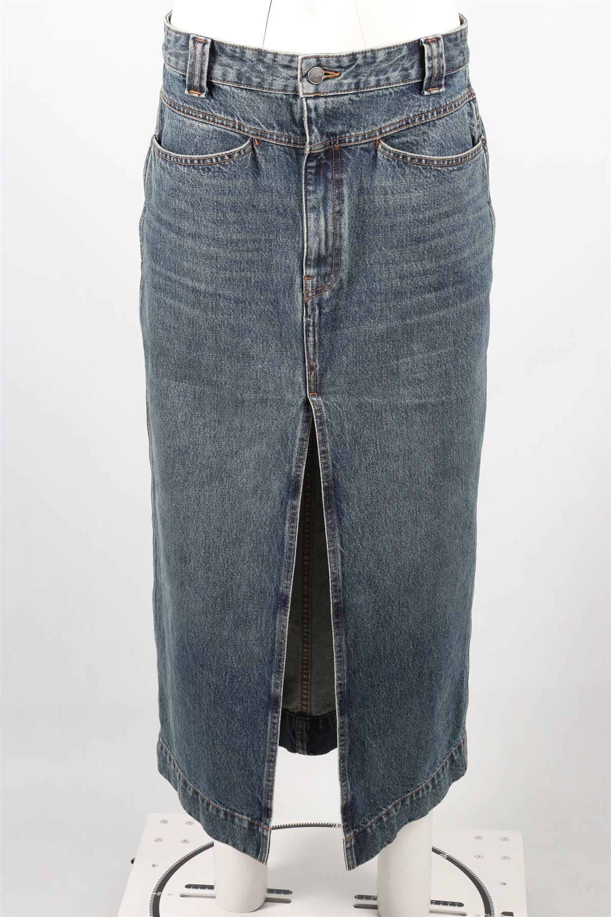 KHAITE BLUE DENIM MIDI SKIRT W29 UK 10-12