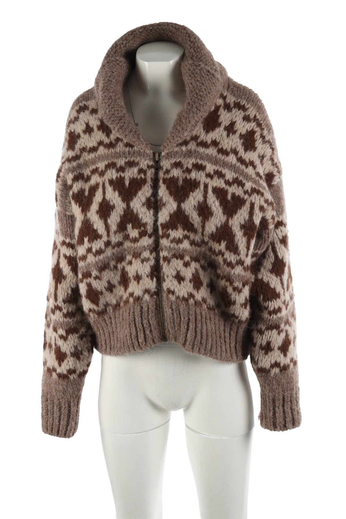 FRAME BROWN ALPACA CARDIGAN SMALL