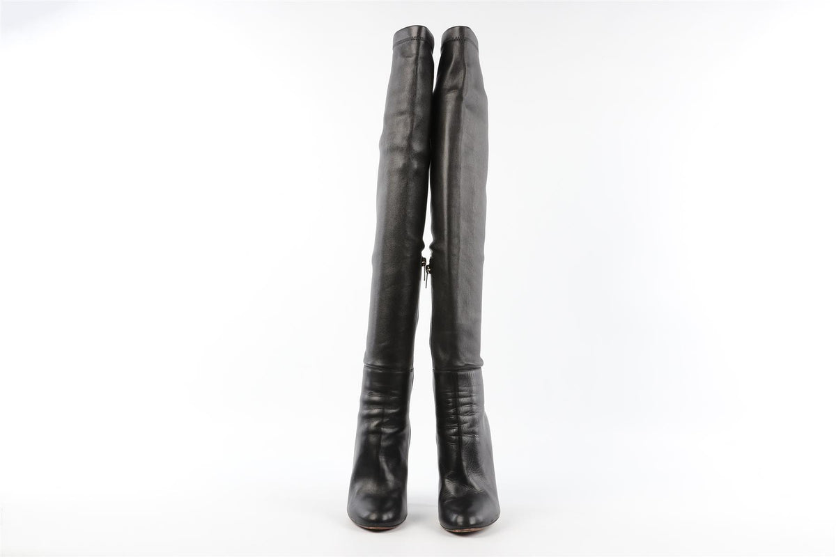 JIMMY CHOO BLACK LEATHER OVER THE KNEE HIGH BOOTS EU 38 UK 5 US 8