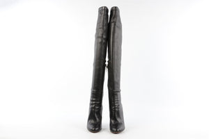 JIMMY CHOO BLACK LEATHER OVER THE KNEE HIGH BOOTS EU 38 UK 5 US 8