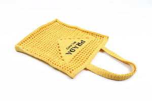 PRADA YELLOW RAFFIA TOTE BAG