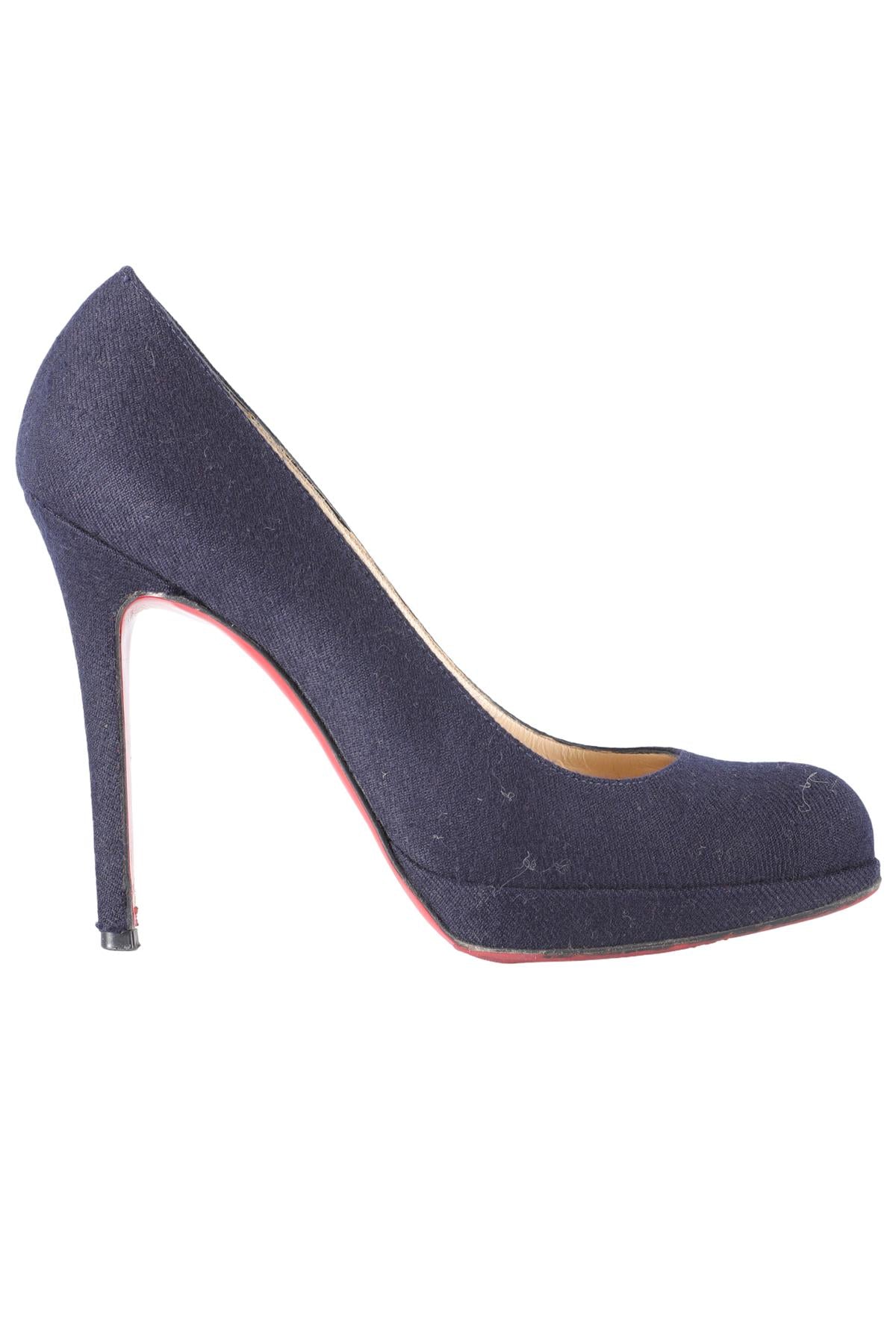 CHRISTIAN LOUBOUTIN NAVY FELT PUMPS EU 37.5 UK 4.5 US 7.5
