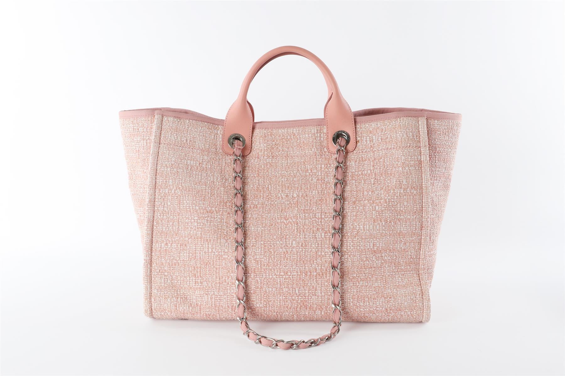 CHANEL PINK 2017-2018 DEAUVILLE MEDIUM FABRIC TOTE BAG