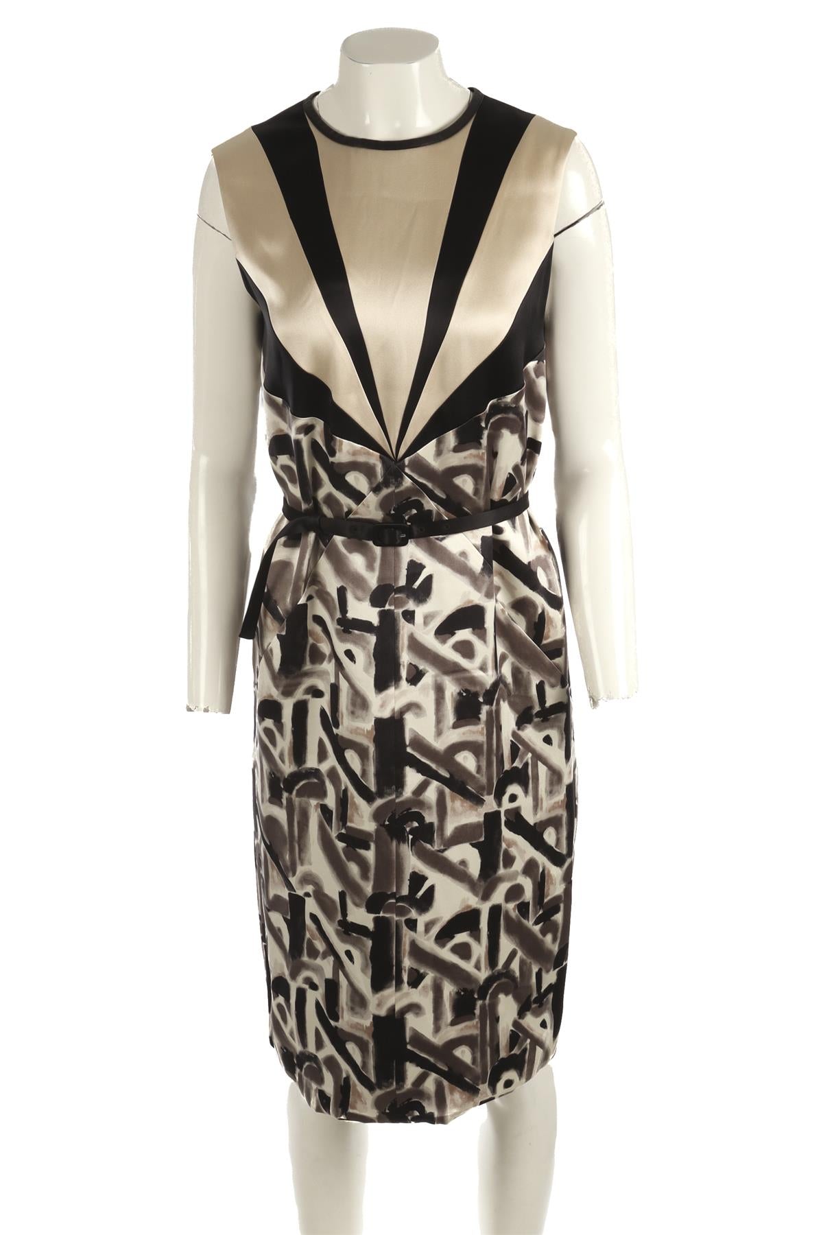 PRADA MULTI SILK MIDI DRESS IT 40 UK 8