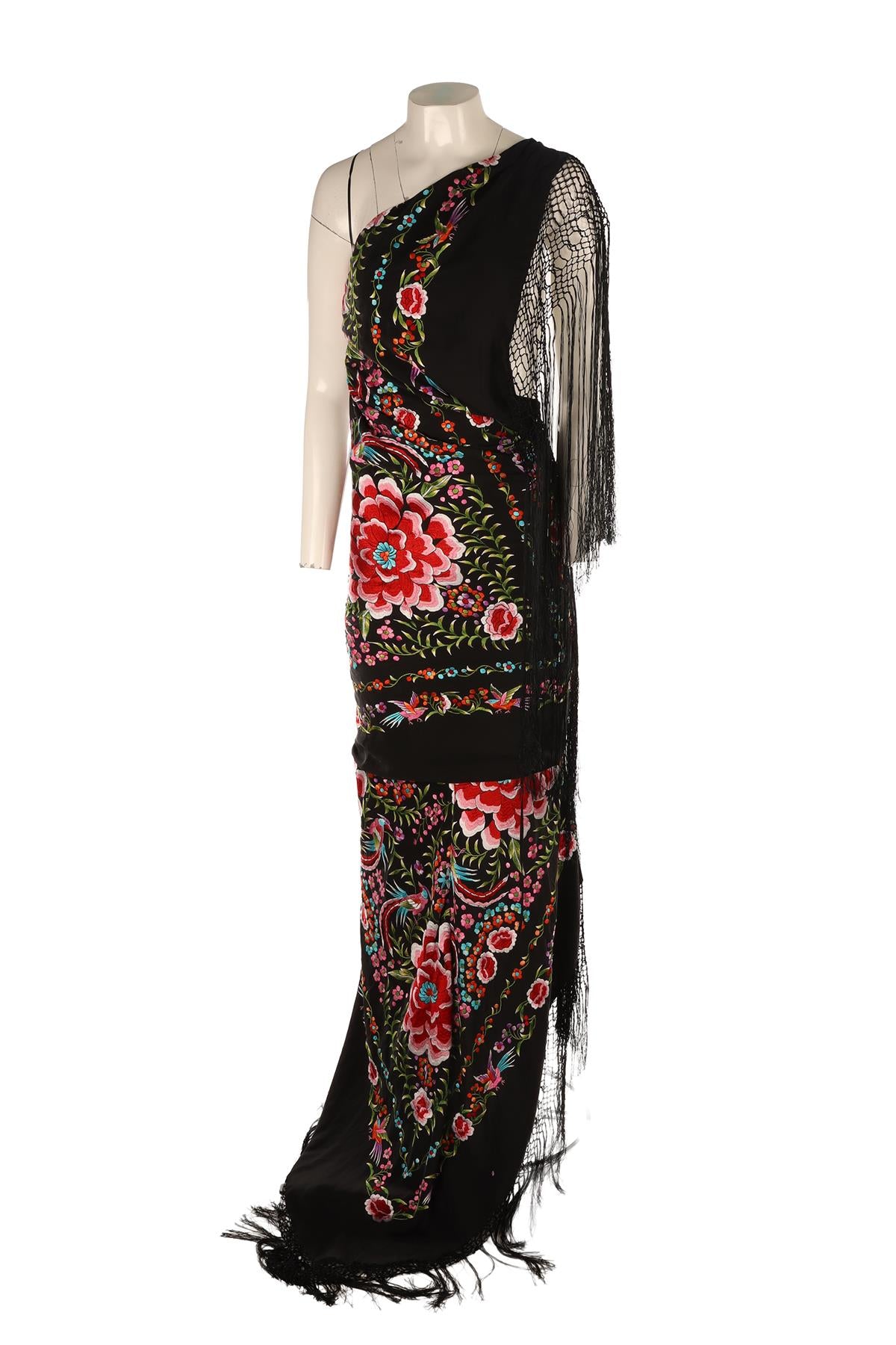 CONNOR IVES MULTI SILK MAXI DRESS SMALL
