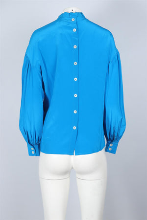 L.K. BENNETT BLUE SILK SHIRT UK 10