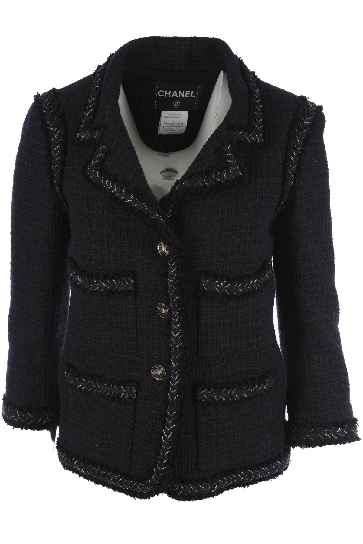 CHANEL BLACK 2008 COTTON BLAZER FR 36 UK 8