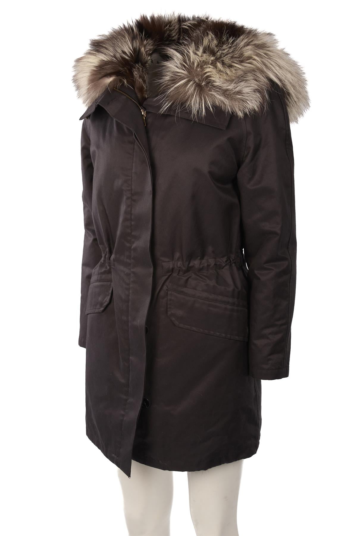 ARMY BY YVES SALOMON BLACK FOX FUR COAT FR 42 UK 14