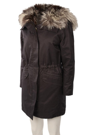 ARMY BY YVES SALOMON BLACK FOX FUR COAT FR 42 UK 14