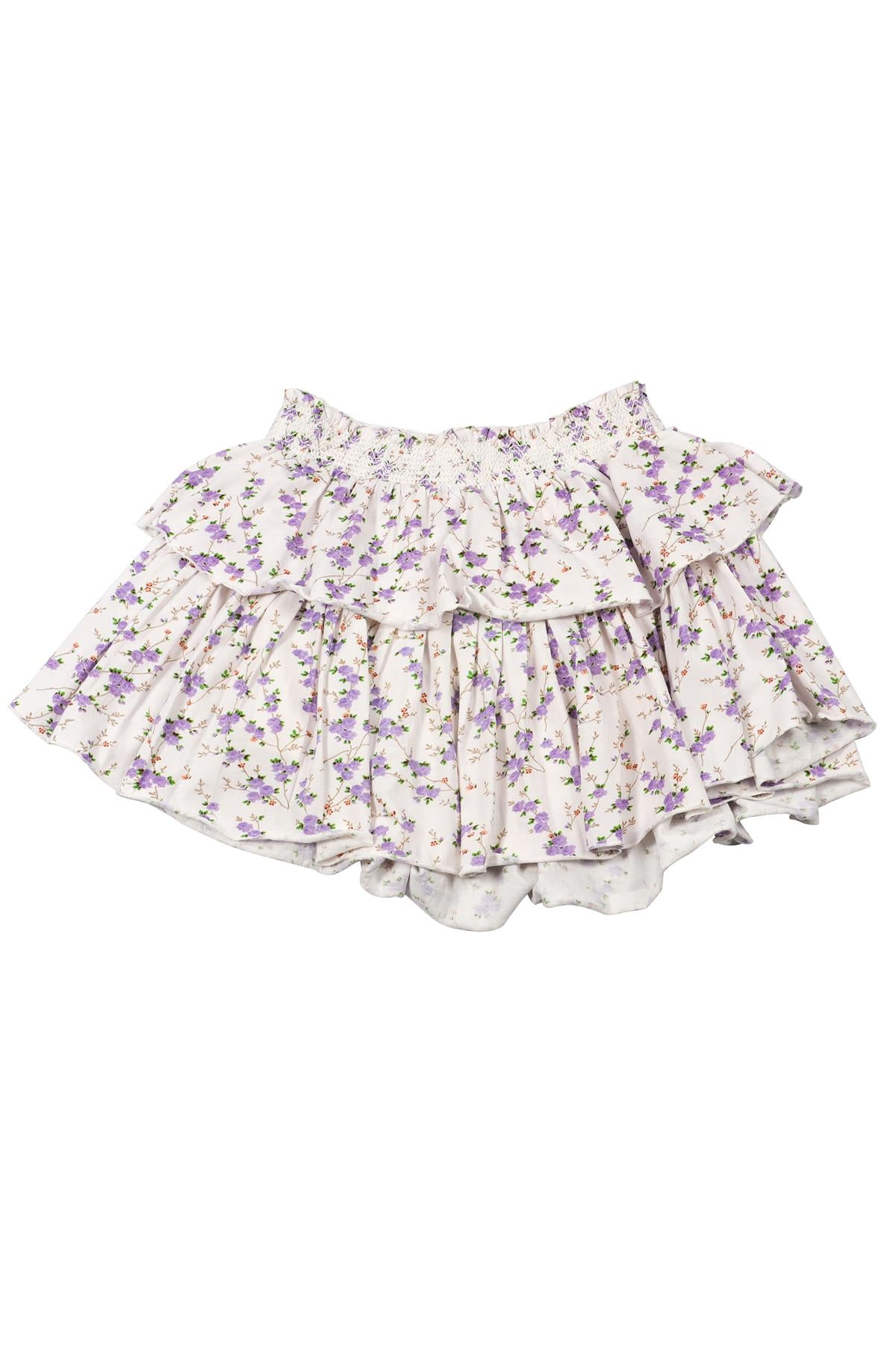 LOVESHACKFANCY PURPLE FLORAL MINI SKIRT XX-SMALL