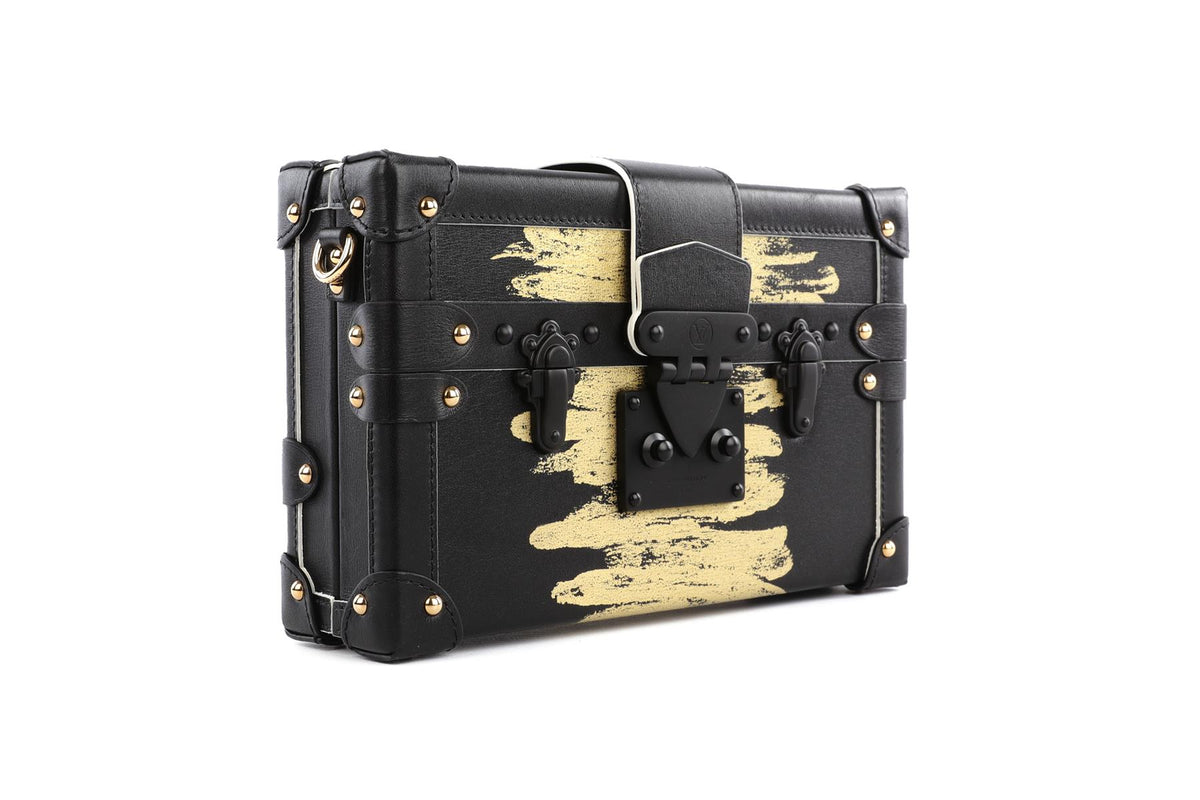 LOUIS VUITTON BLACK 2017 PETITE MALLE GOLDEN LIGHT LEATHER CLUTCH