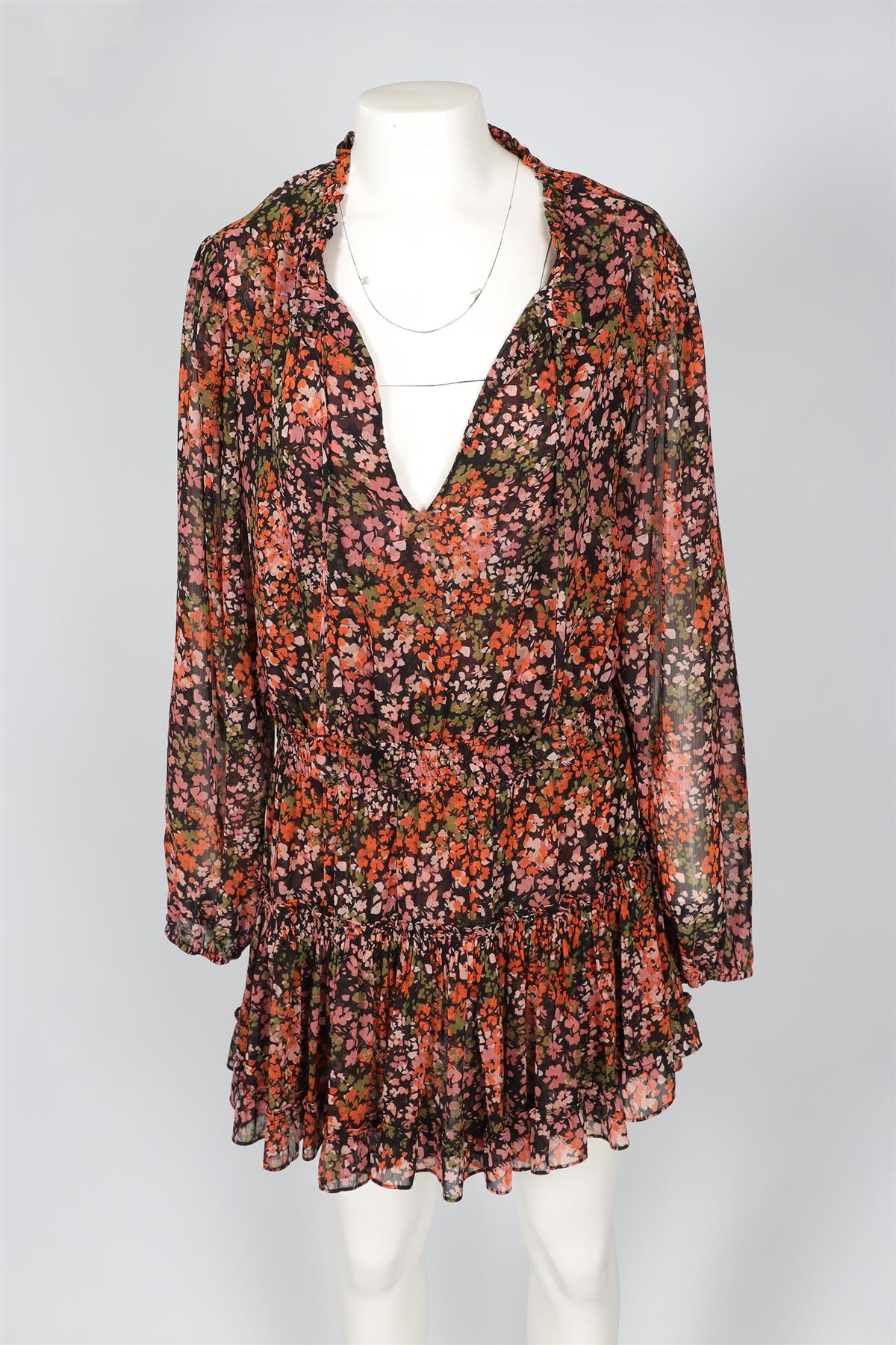 MISA LOS ANGELES MULTI CHIFFON DRESS LARGE