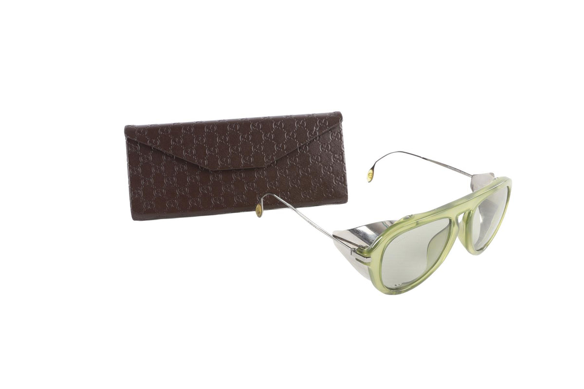GUCCI GREEN PILOT STYLE ACETATE SUNGLASSES