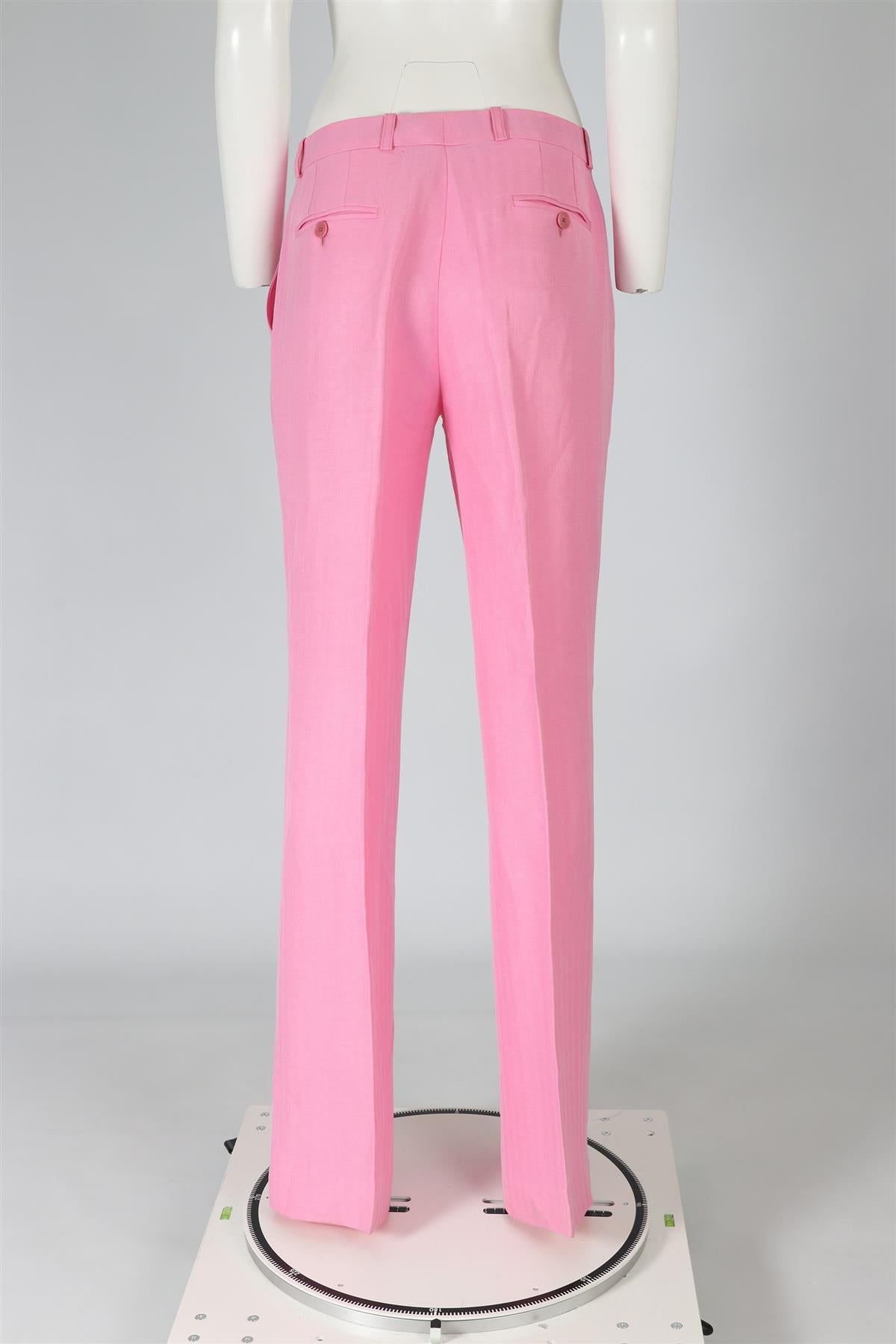 ETRO PINK LINEN STRAIGHT LEG PANTS IT 42 UK 10