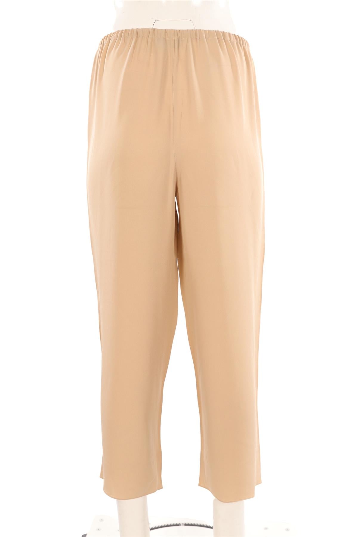 THEORY BEIGE SILK WIDE LEG PANTS SMALL