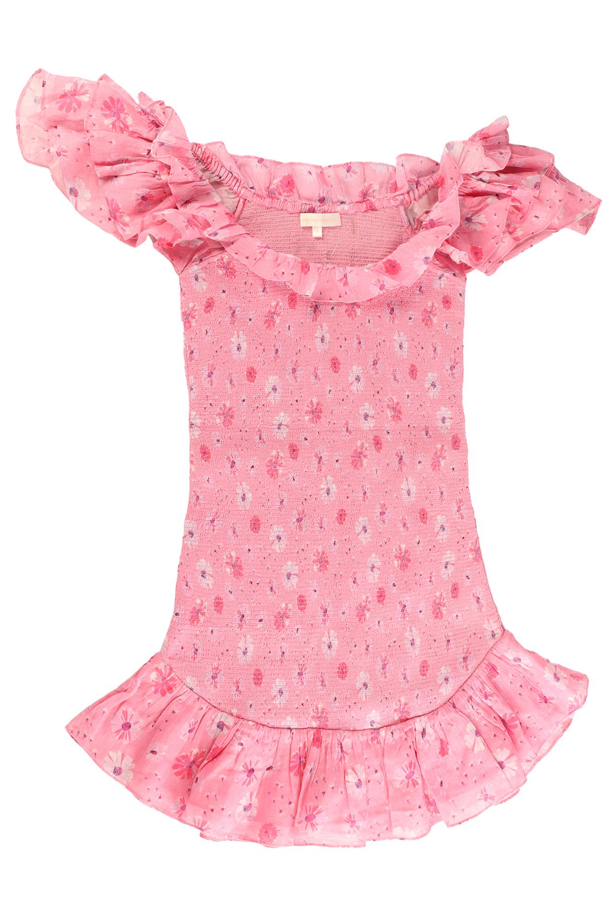 LOVESHACKFANCY PINK COTTON MINI DRESS SMALL
