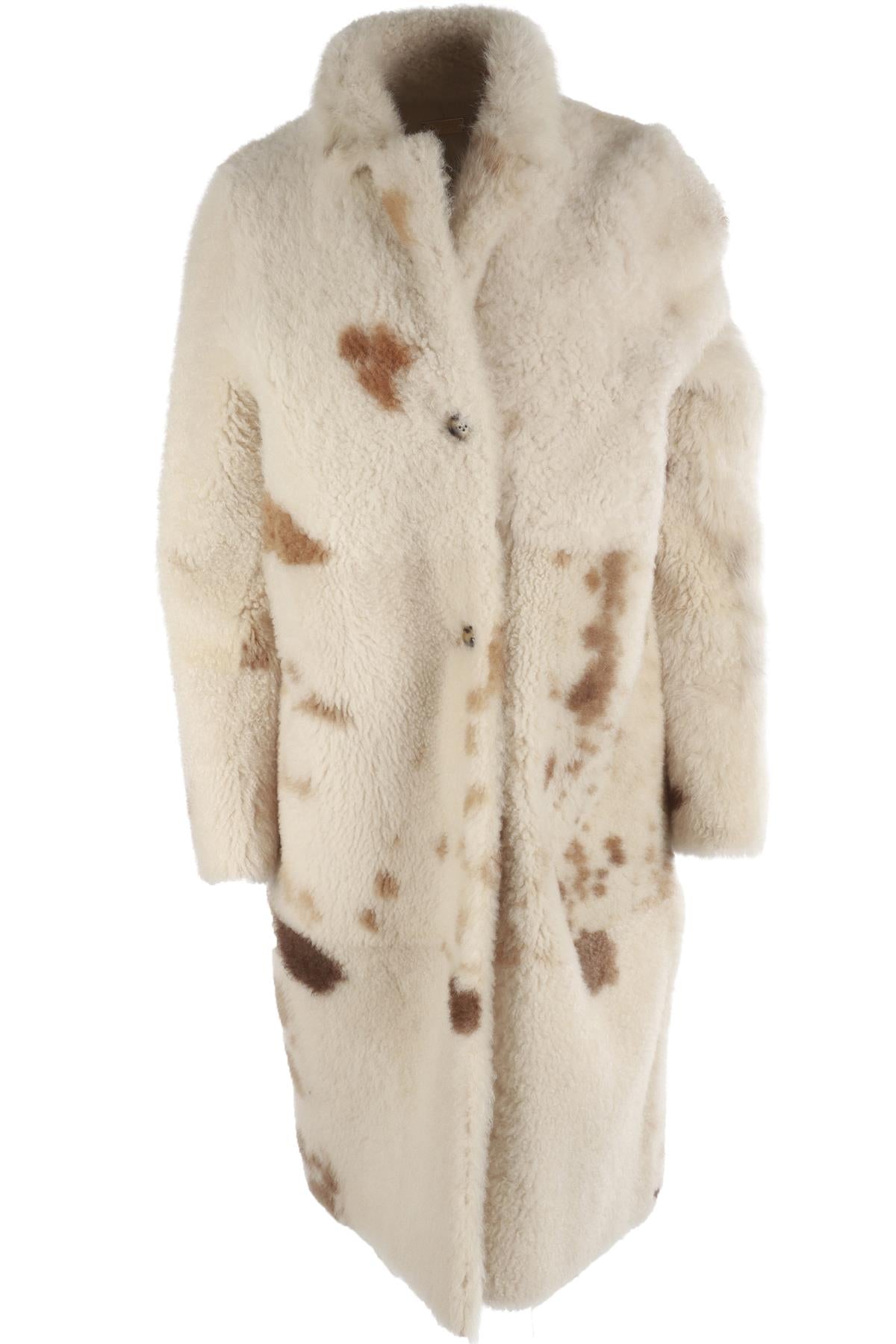 UTZON CREAM SHEARLING COAT FR 34 UK 6