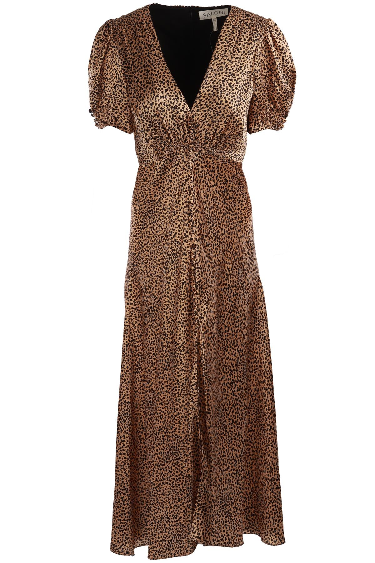 SALONI BROWN SILK MAXI DRESS UK 10