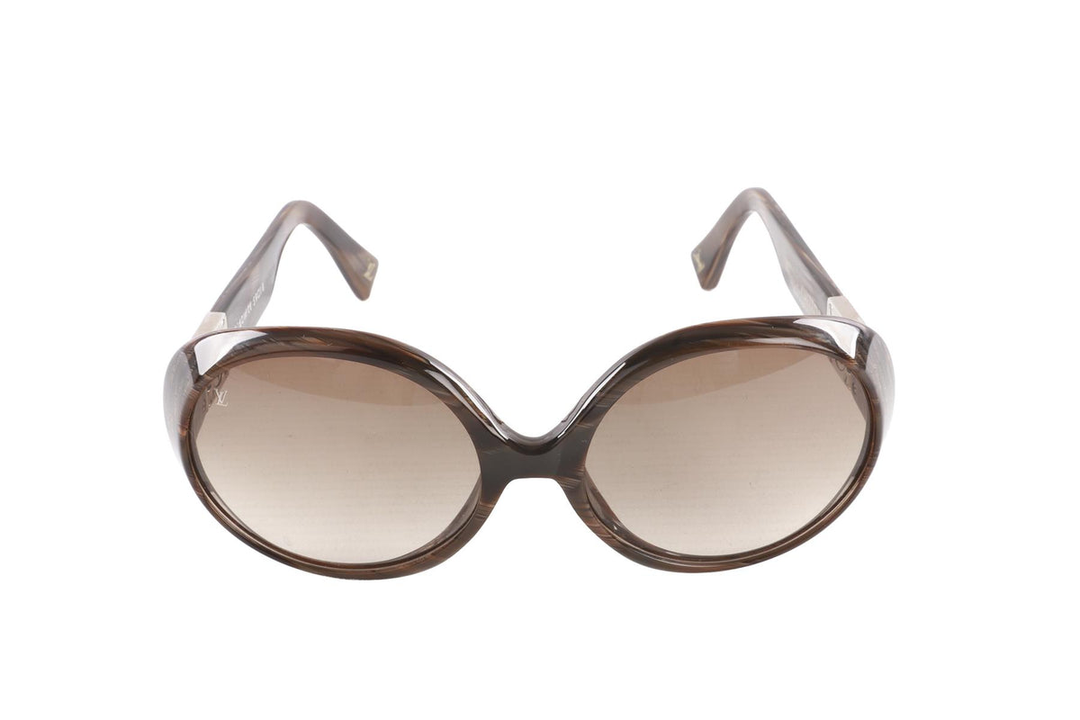 LOUIS VUITTON BROWN ROUND FRAME ACETATE SUNGLASSES
