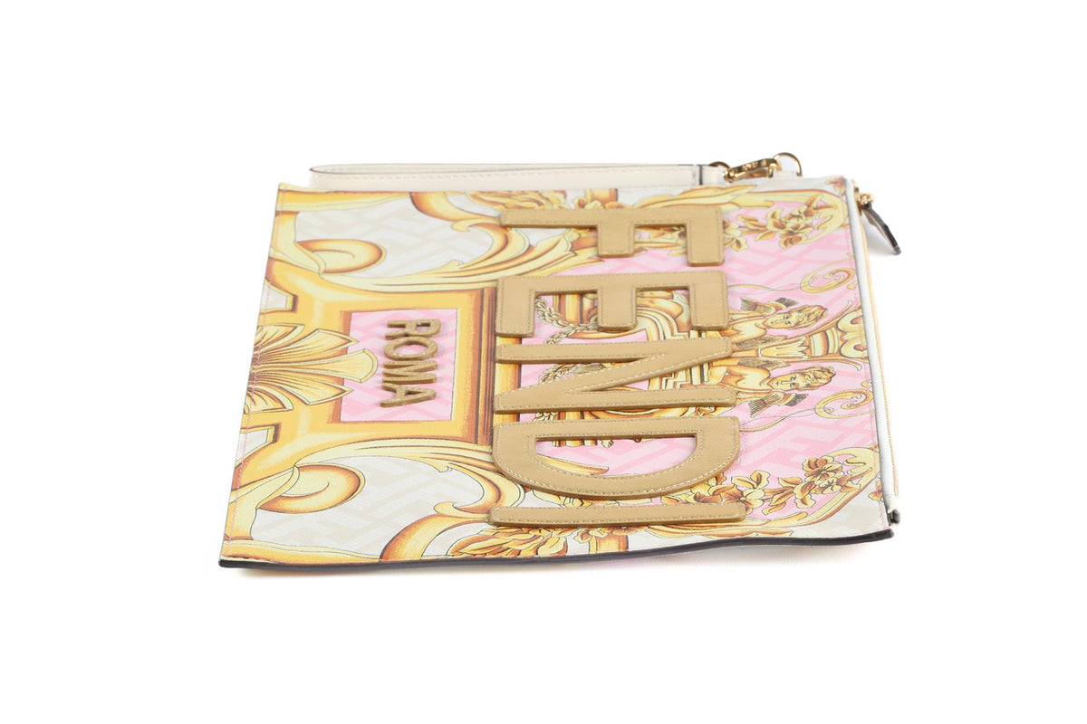 FENDACE PINK FF LEATHER CLUTCH