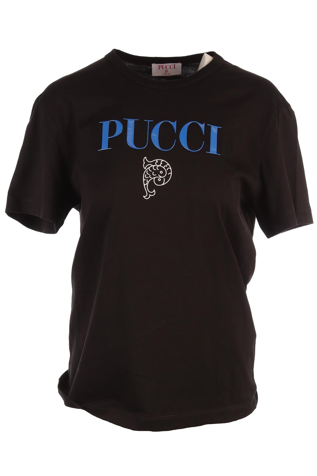 PUCCI BLACK COTTON T-SHIRT MEDIUM