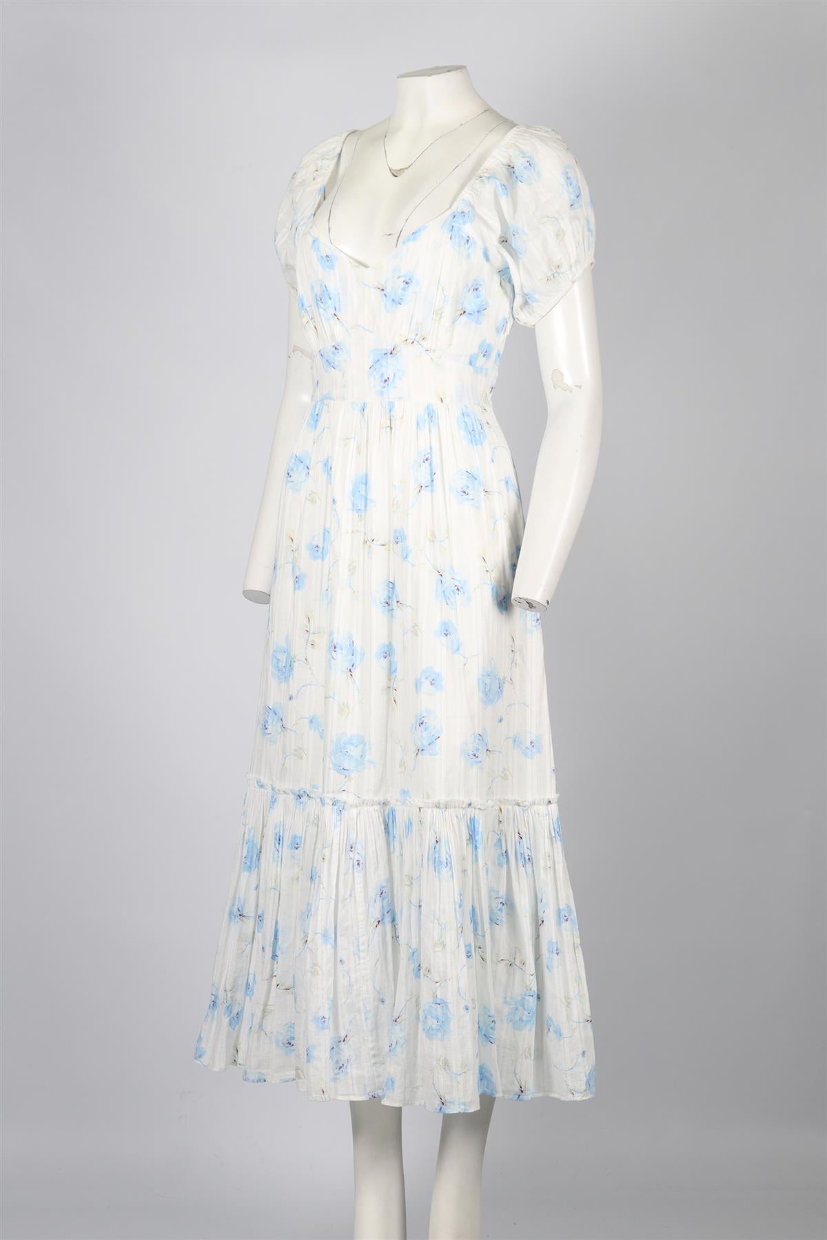 LOVESHACKFANCY FLORAL PRINT COTTON MAXI DRESS US 6 UK 10